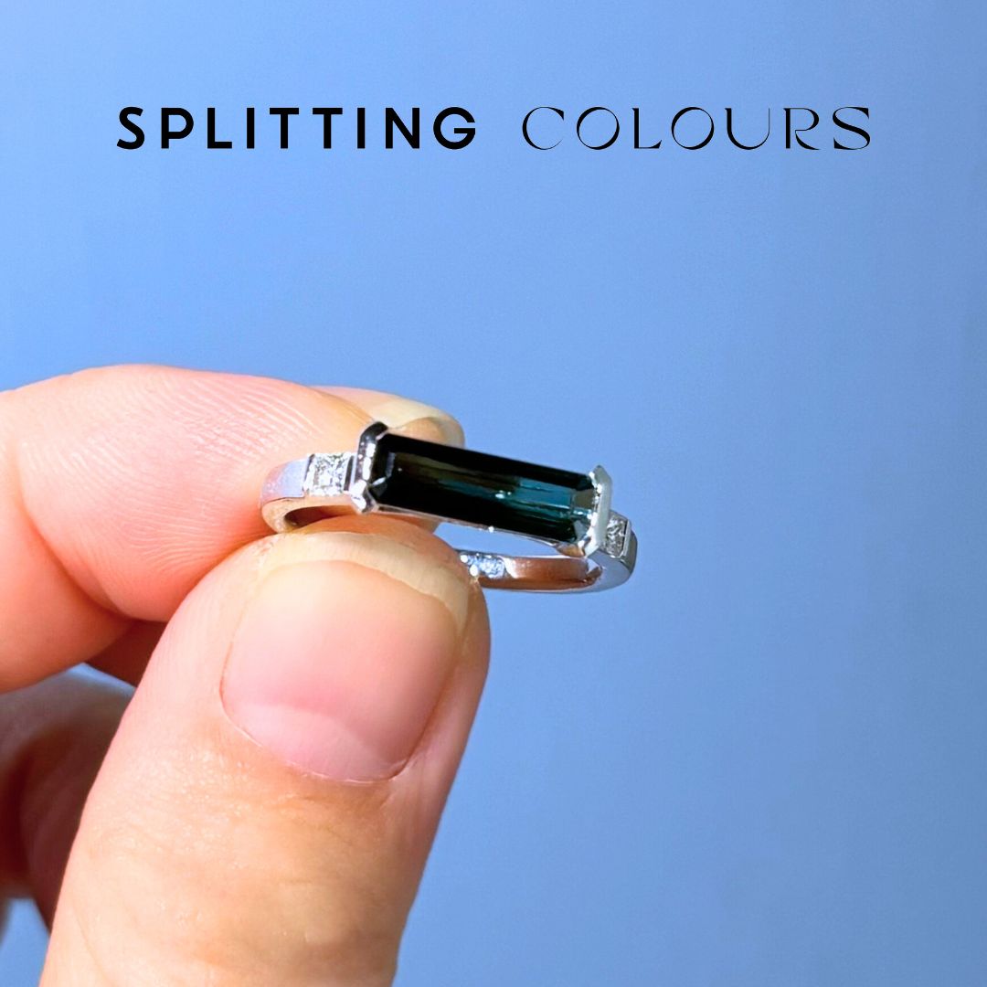 The Classic Ring - 1.00ct Blue & Dark Green Tourmaline With Diamonds