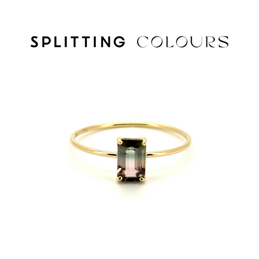 The Petite Ring - 0.55ct Greyish Green & Light Pink Tourmaline