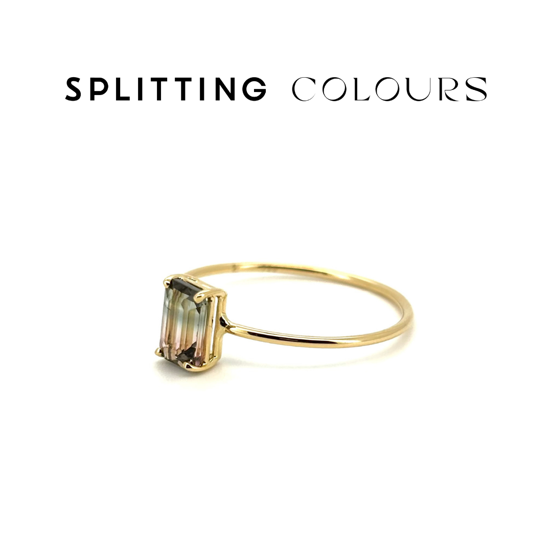 The Petite Ring - 0.55ct Greyish Green & Light Pink Tourmaline