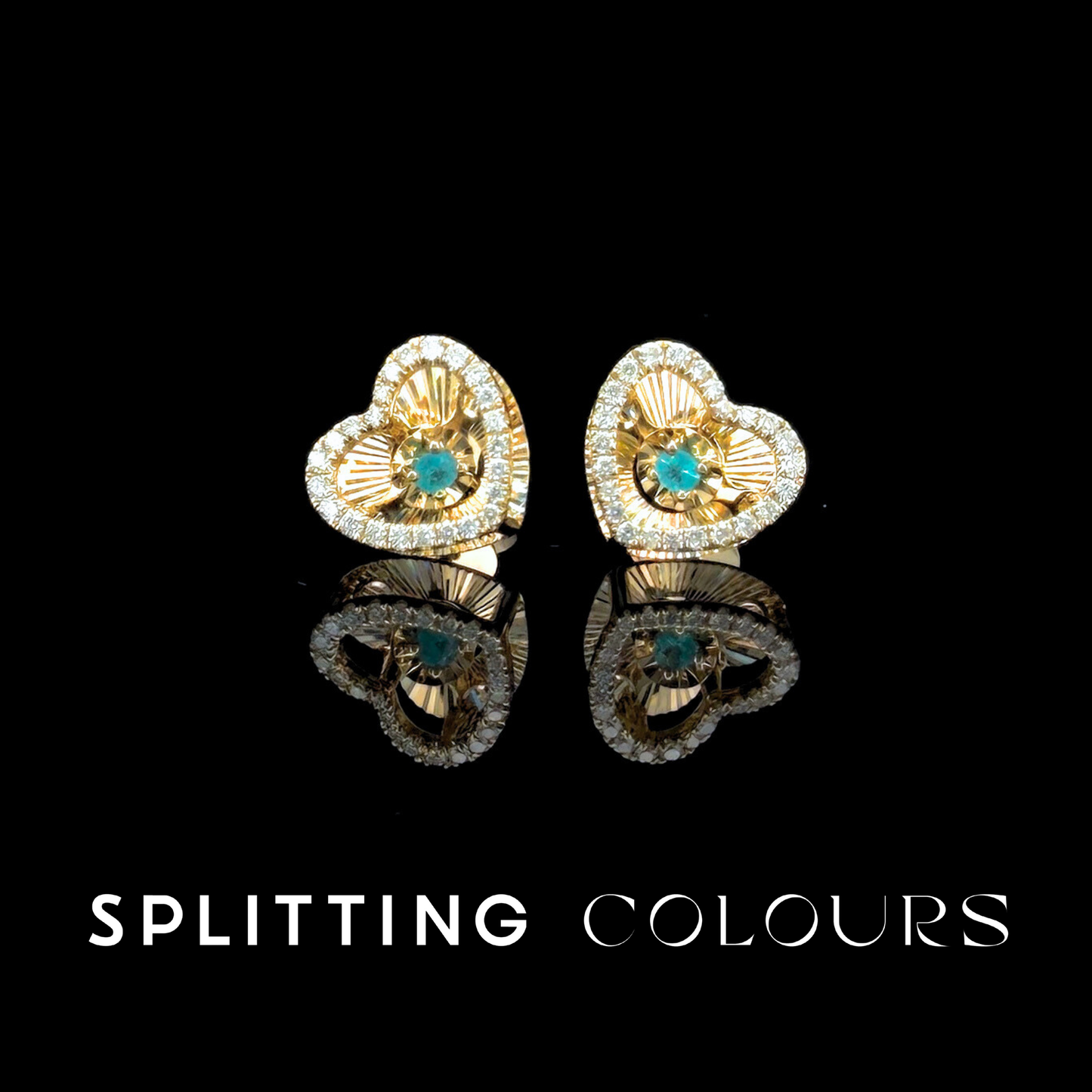 Golden Prism - Brazilian Paraiba/ Diamonds Heart Shape Earrings