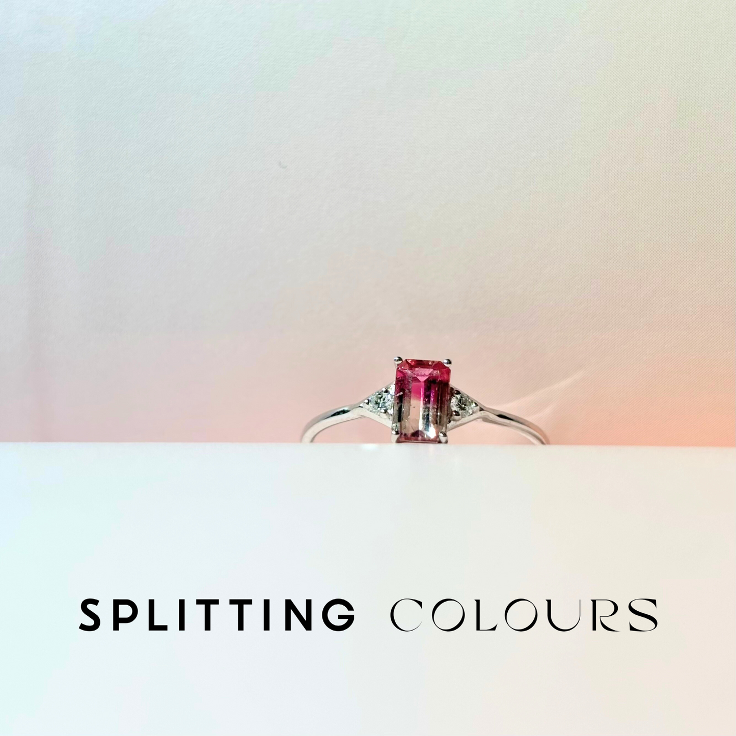 The Petite Ring - 0.42ct Raspberry Pink Gradient Tourmaline With Diamonds