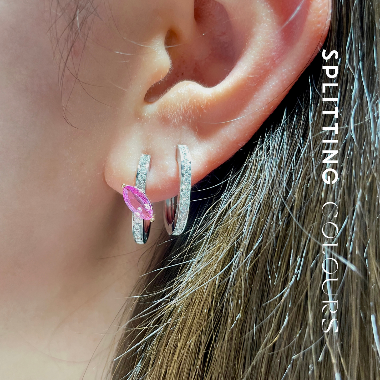 Beyond Tourmalines - 0.92ct Pink Sapphire/Diamonds Mismatched Earrings