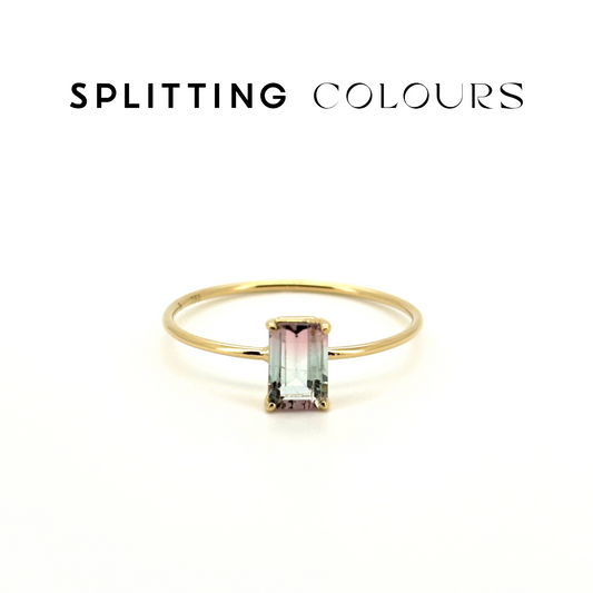 The Petite Ring - 0.52ct Light Green & Light Pink Tourmaline