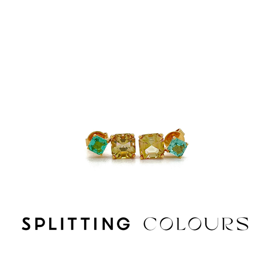 The Fusion Earrings - 1.69ct Green & Yellow Tourmaline