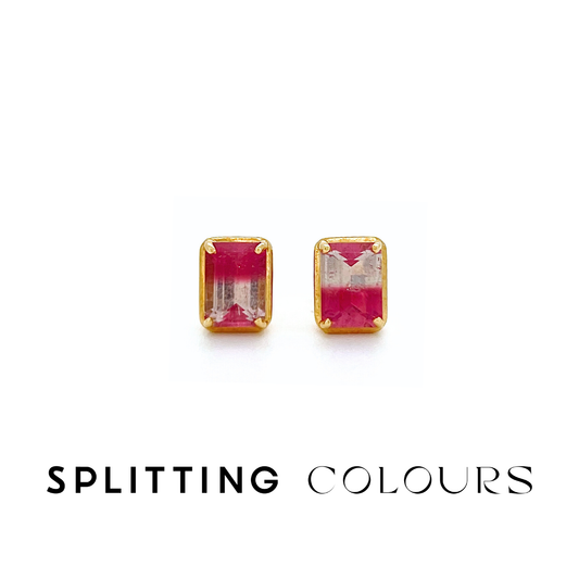 The Fusion Earrings - 1.85ct Cherry Pink & Colourless Tourmaline