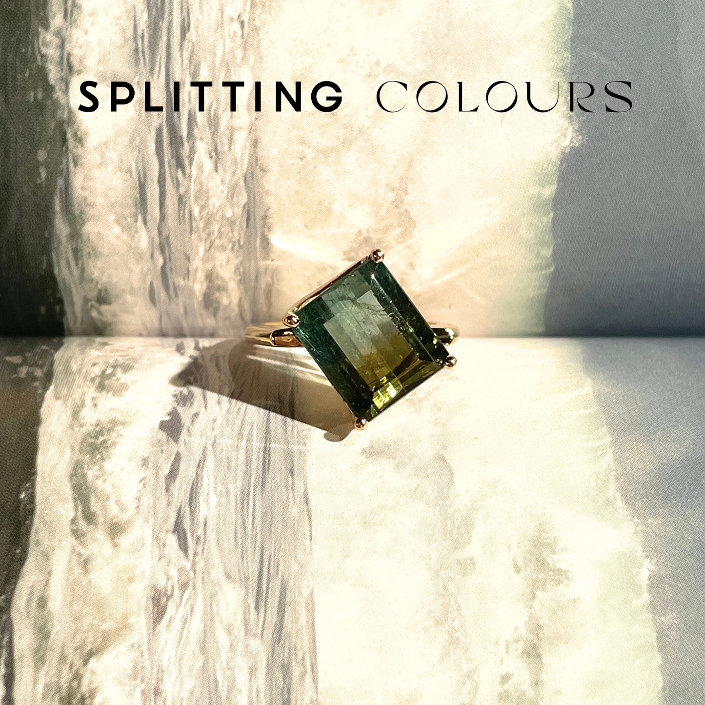 The Flat Corner Ring - 6.08ct Moss Green And Sea Blue Tourmaline