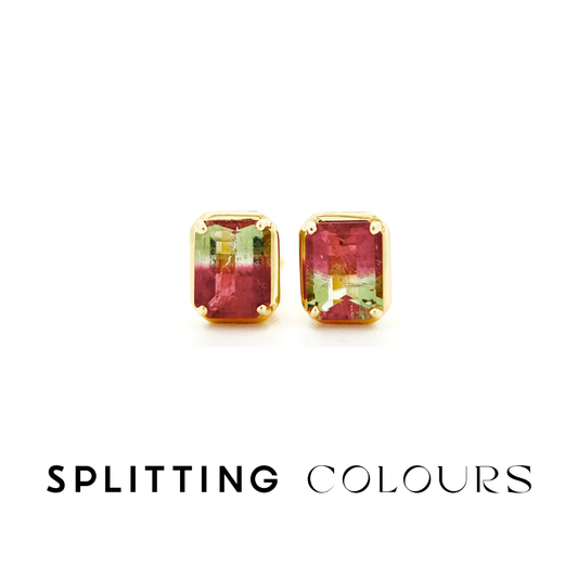 The Fusion Earrings - 1.66ct Watermelon Tourmaline