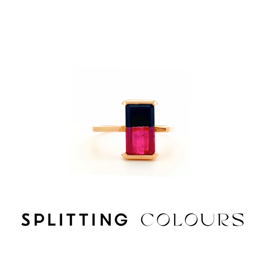 The Flat Corner Ring - 2.62ct Black & Raspberry Pink Tourmaline
