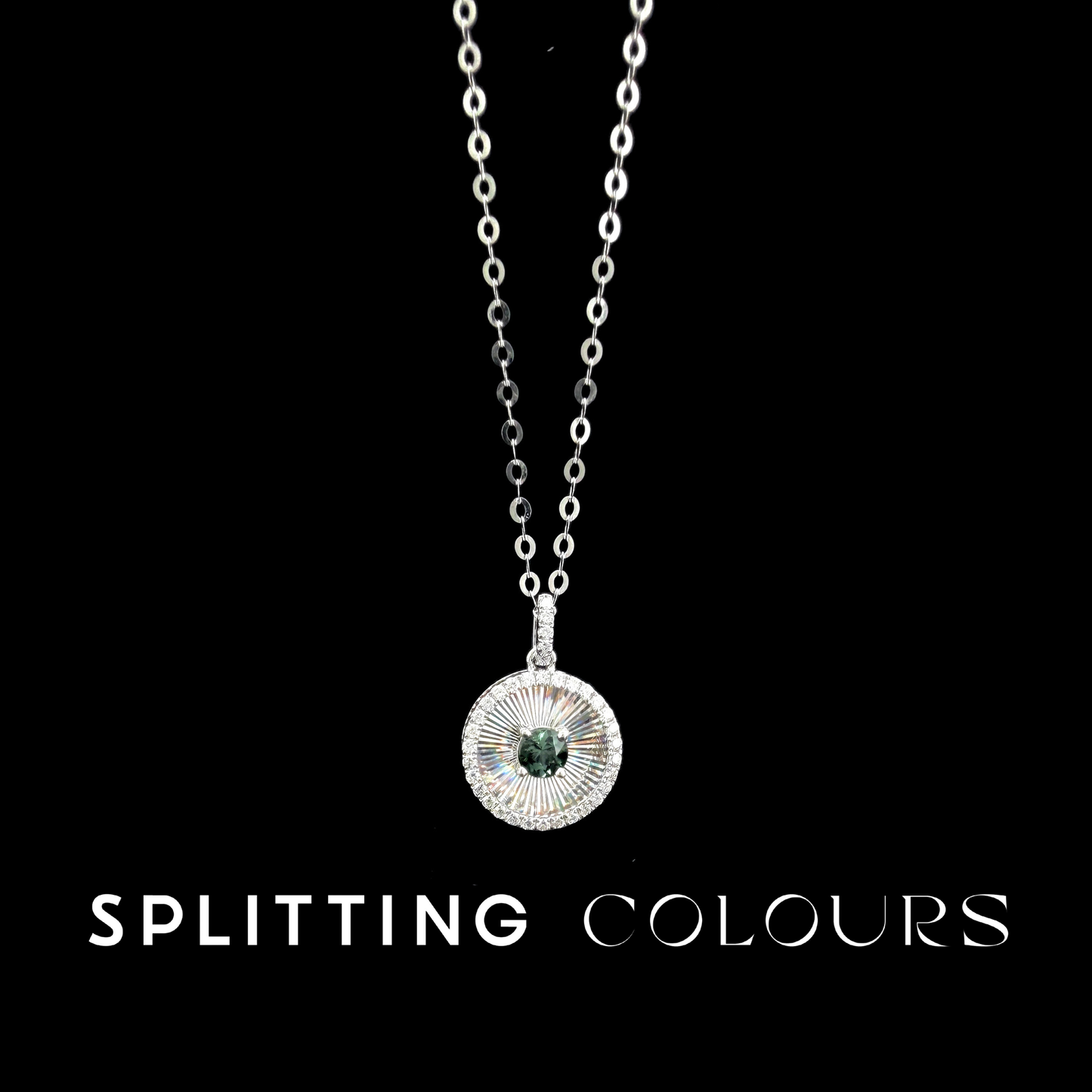 Golden Prism - Indicolite/ Diamonds Round Medallion Pendant