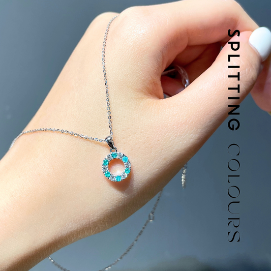 The Mono Pendant - Brazilian Paraiba 'Azure Halo' with Diamonds
