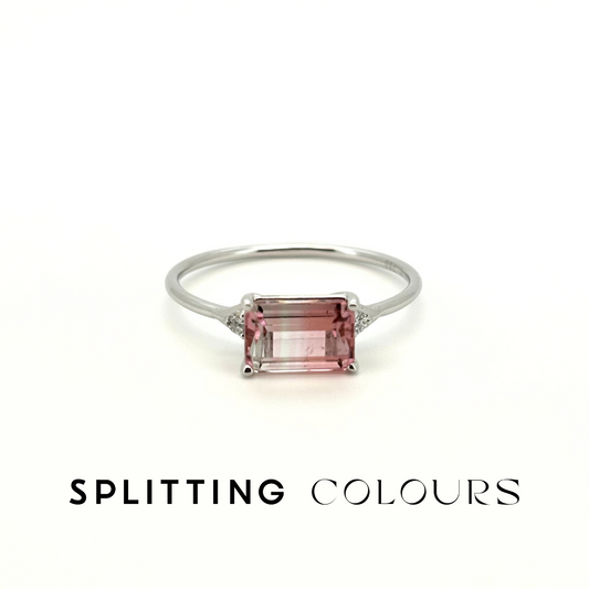 The Petite Ring - 1.14ct Blossom Pink Gradient Tourmaline With Diamonds