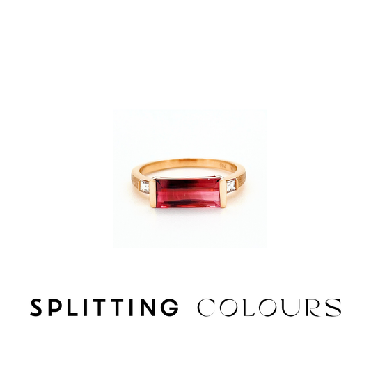 The Classic Ring - 1.59ct Red Berry Gradient Tourmaline With Diamonds