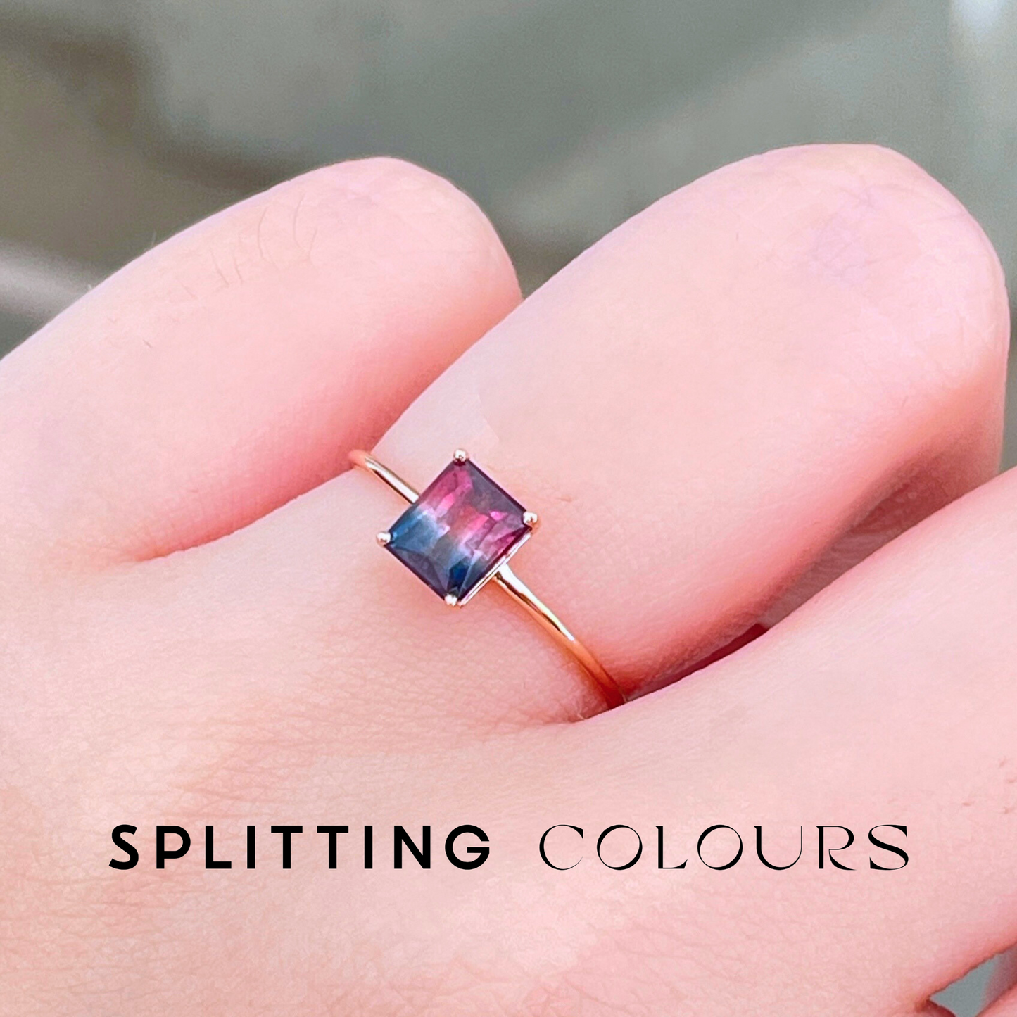 The Petite Ring - 0.71ct Dusk Blue & Cerise Pink Tourmaline