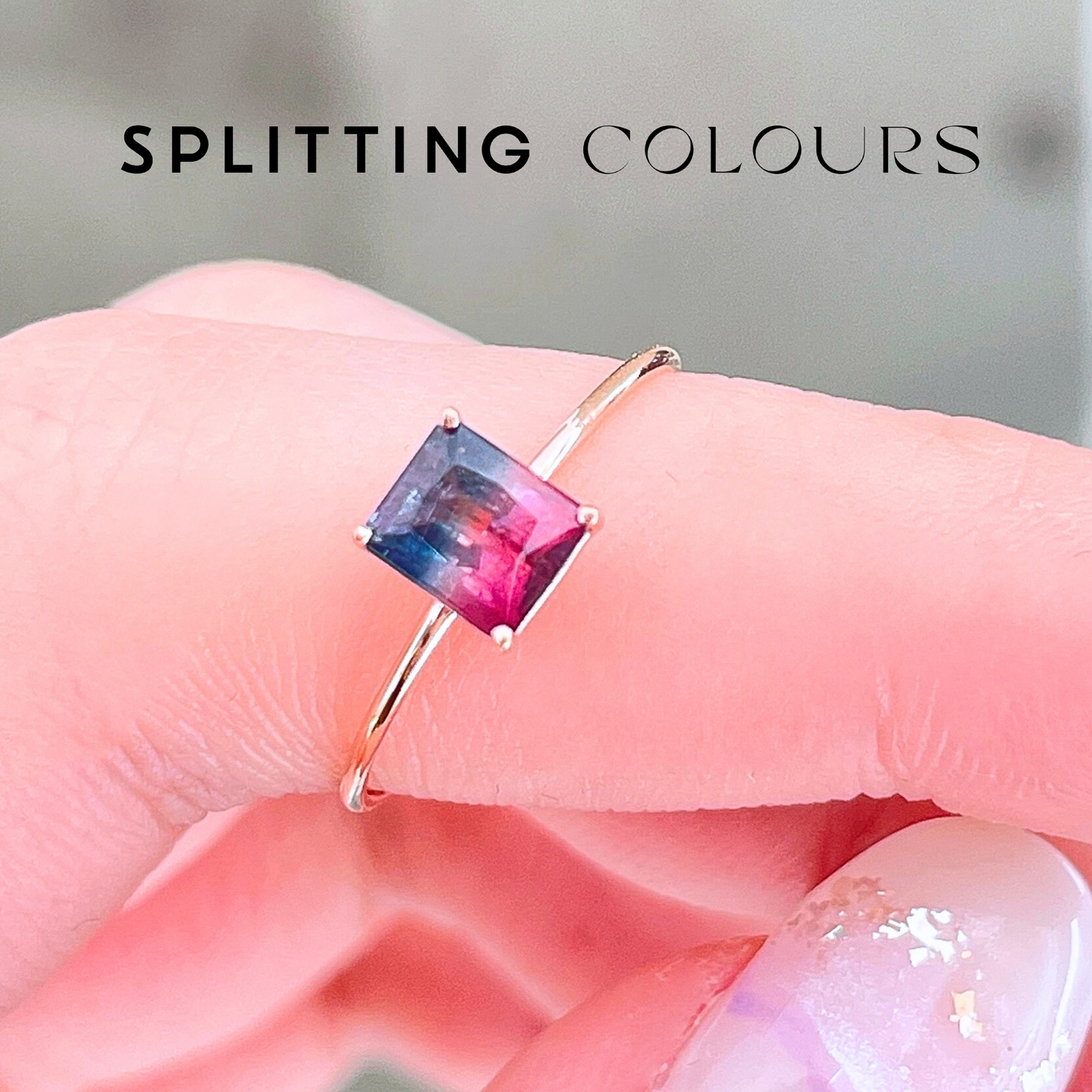 The Petite Ring - 0.71ct Dusk Blue & Cerise Pink Tourmaline