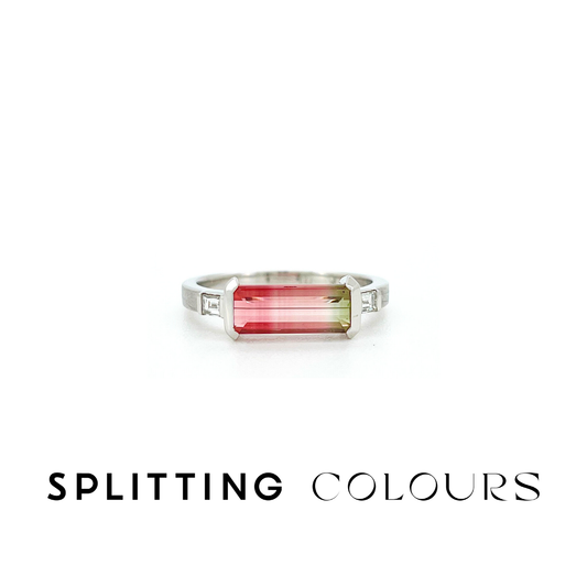 The Classic Ring - 1.09ct Watermelon Tourmaline With Diamonds
