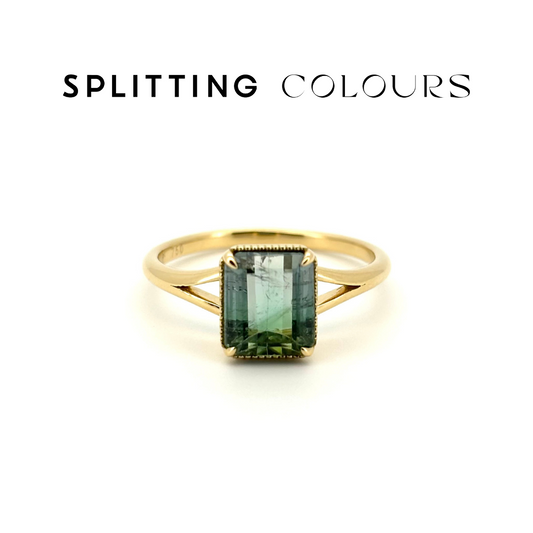 The Fusion Ring - 1.86ct Sky Blue & Green Tourmaline