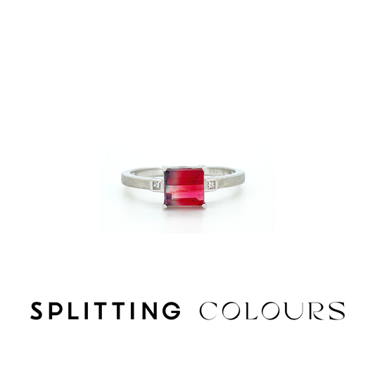 The Classic Ring - 1.00ct Warm Pink Gradient Tourmaline with Diamonds
