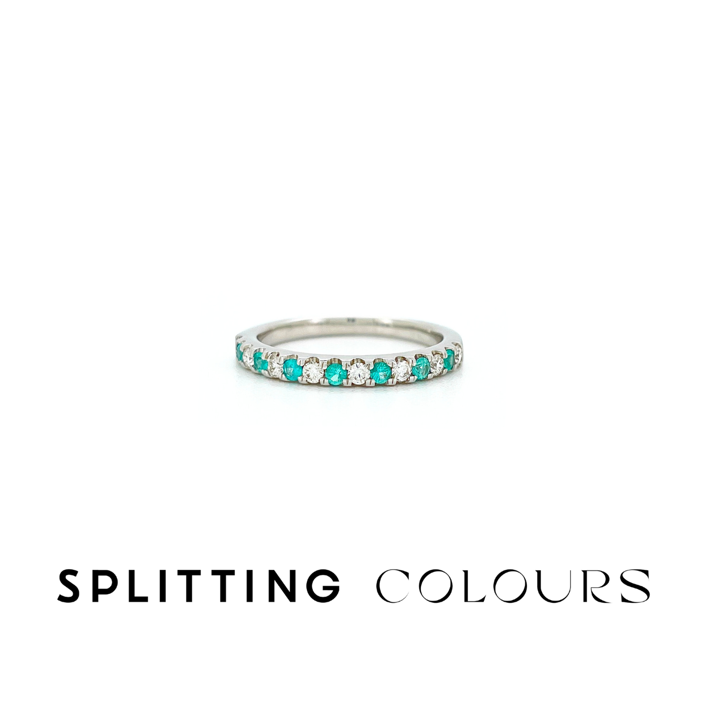 The Mono Ring - Brazilian Paraiba Half Eternity Ring with Diamonds
