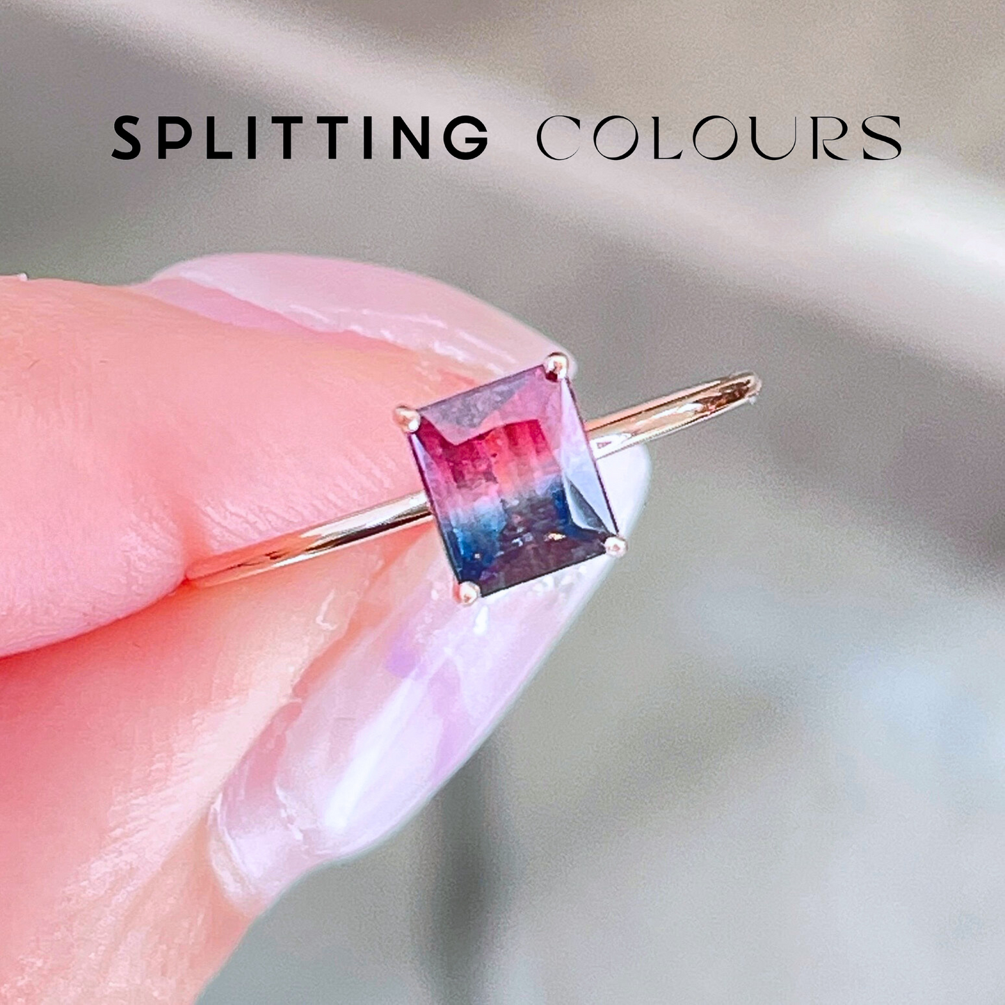 The Petite Ring - 0.71ct Dusk Blue & Cerise Pink Tourmaline