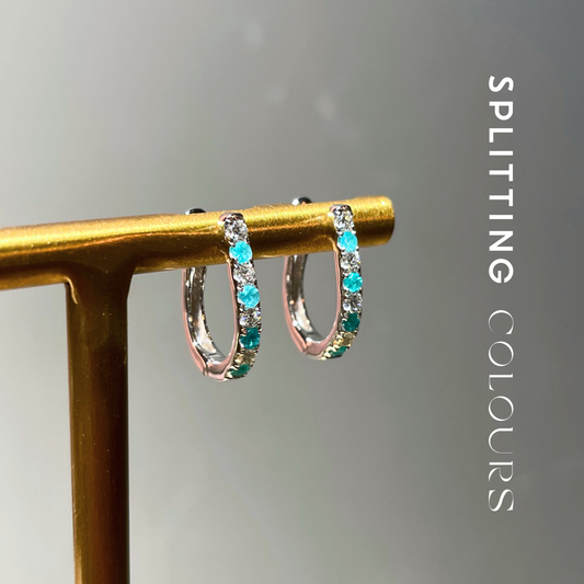The Mono Earrings - Brazilian Paraiba Hoop Earring with Diamonds