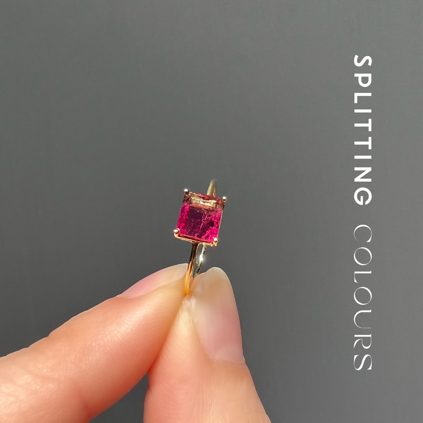 The Petite Ring - 0.78ct Fuchsia Pink & Colourless Tourmaline