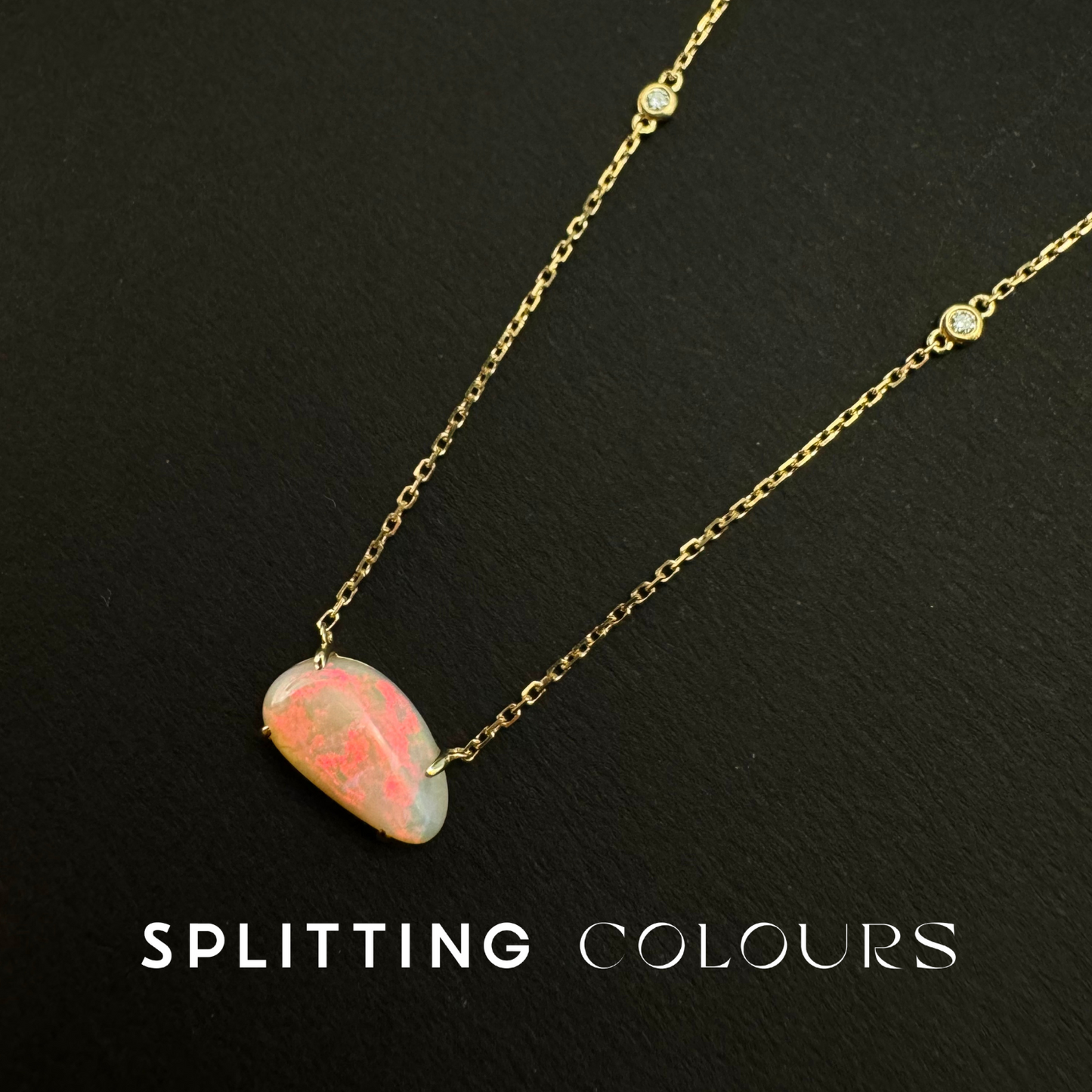 Beyond Tourmalines - 2.10ct Australian White Opal Necklace with Diamonds