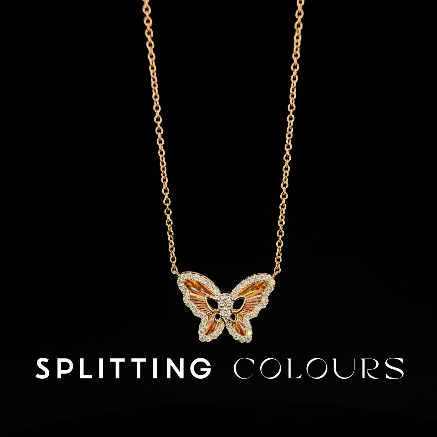 Golden Prism - Butterfly Diamonds Necklace