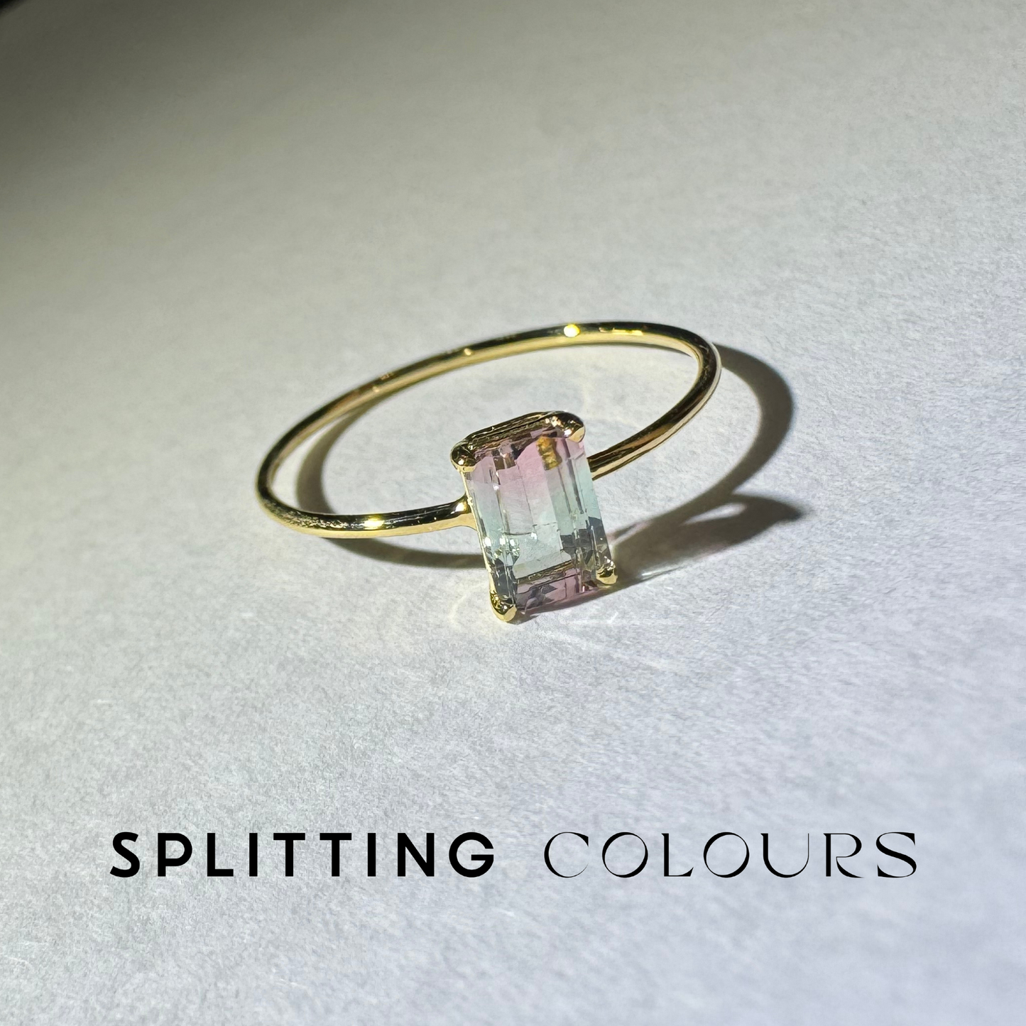 The Petite Ring - 0.52ct Light Green & Light Pink Tourmaline