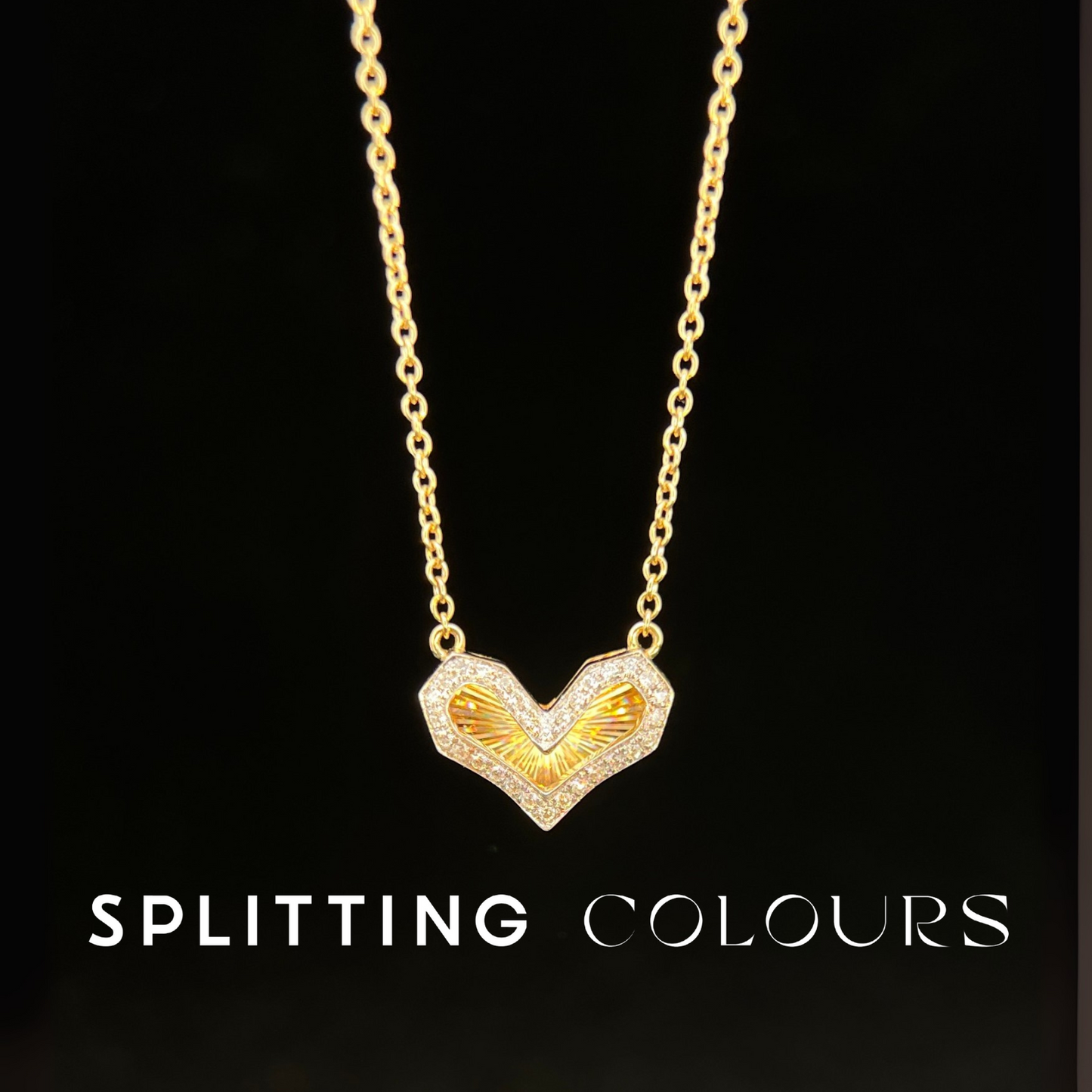 Golden Prism - Heart Diamonds Necklace