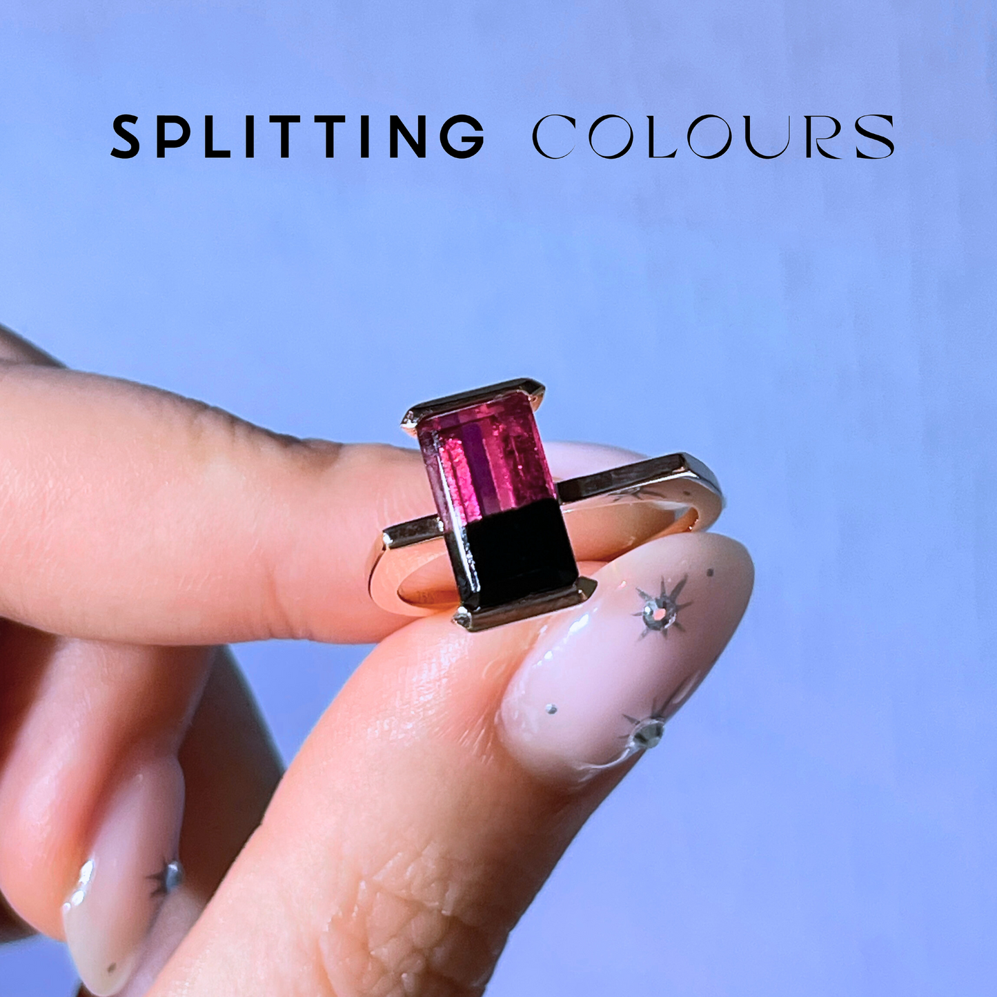 The Flat Corner Ring - 2.62ct Black & Raspberry Pink Tourmaline