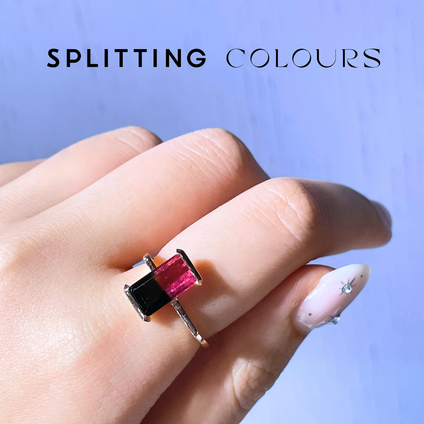 The Flat Corner Ring - 2.62ct Black & Raspberry Pink Tourmaline