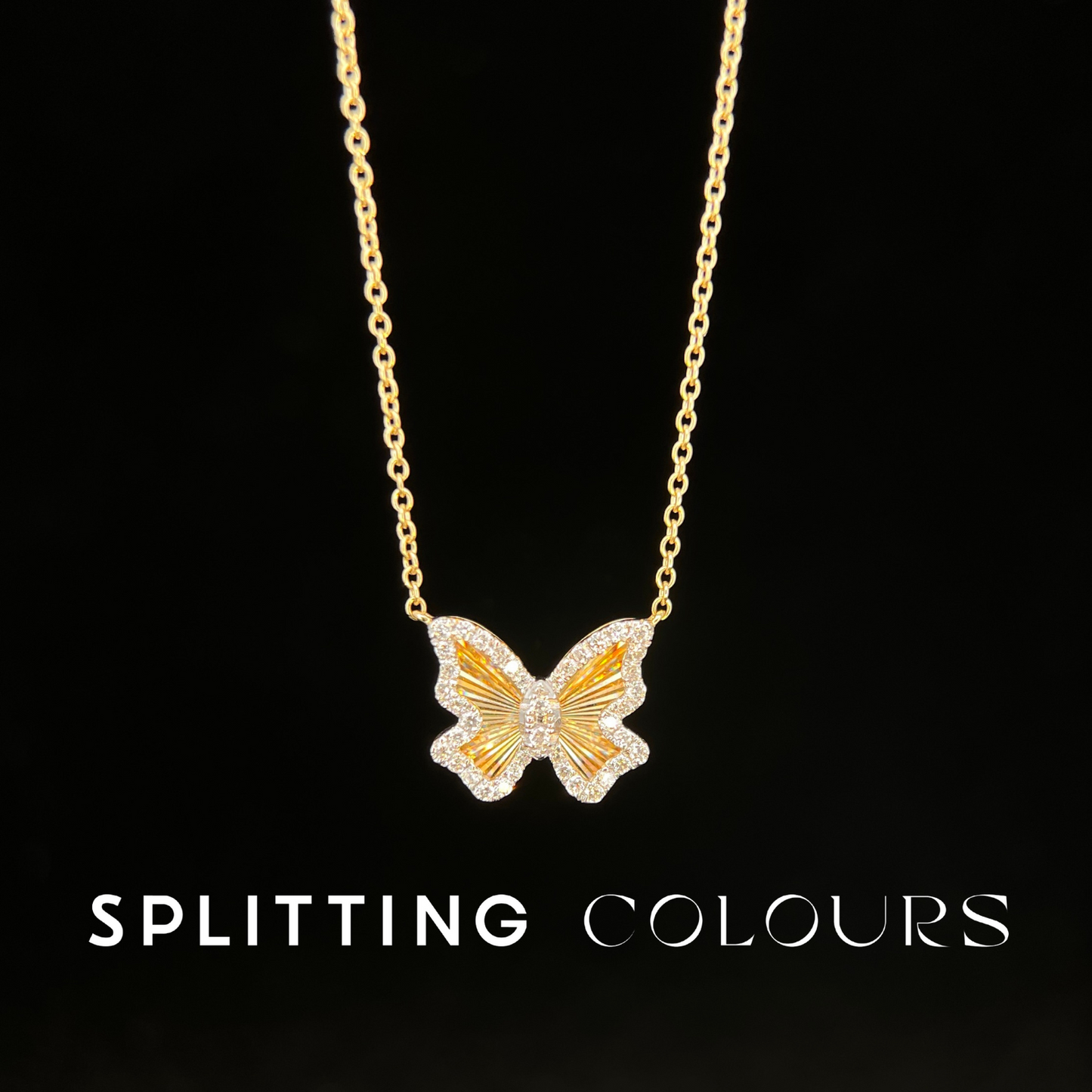 Golden Prism - Butterfly Diamonds Necklace