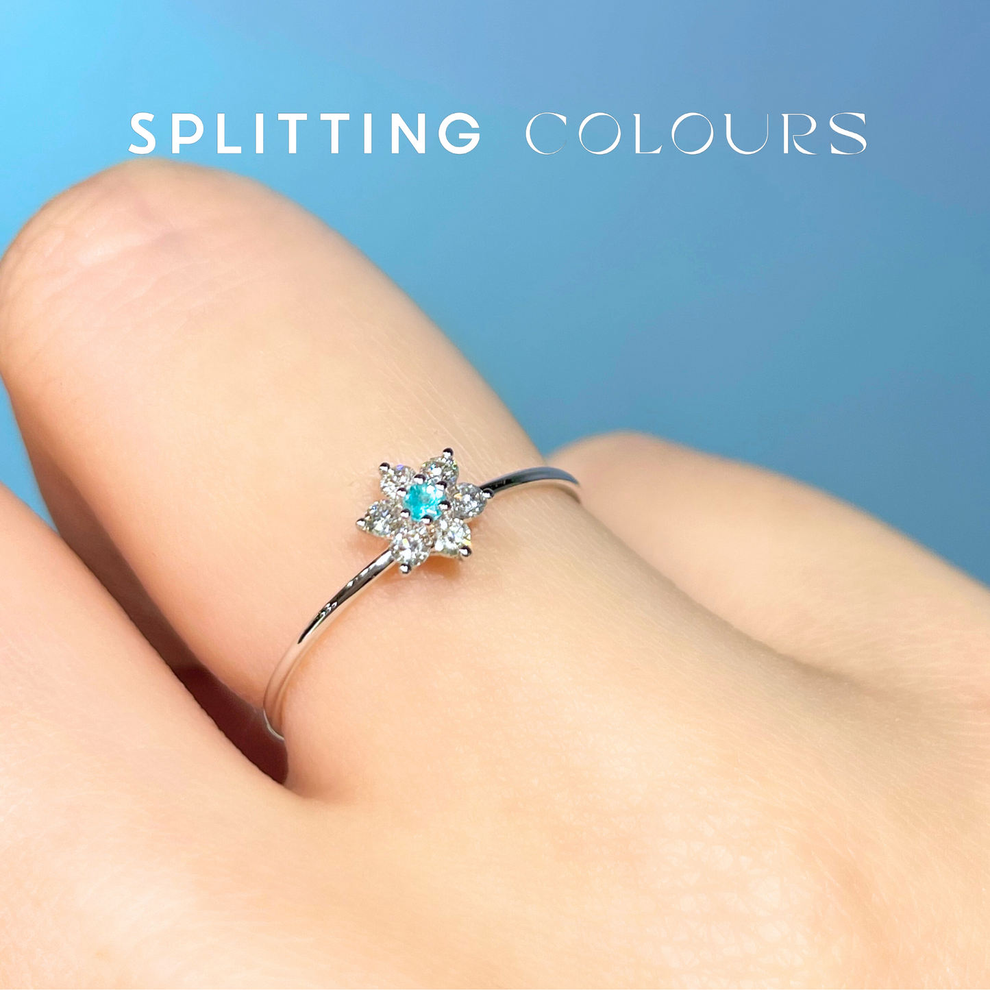 The Petite Ring - Brazilian Paraiba 'Forget-Me-Nots' with Diamonds