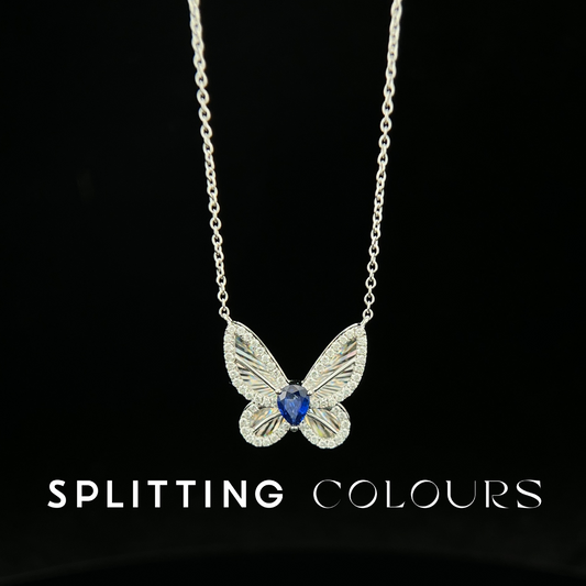 (Pre-Order Available) Golden Prism - Butterfly Sapphire/ Diamonds Necklace