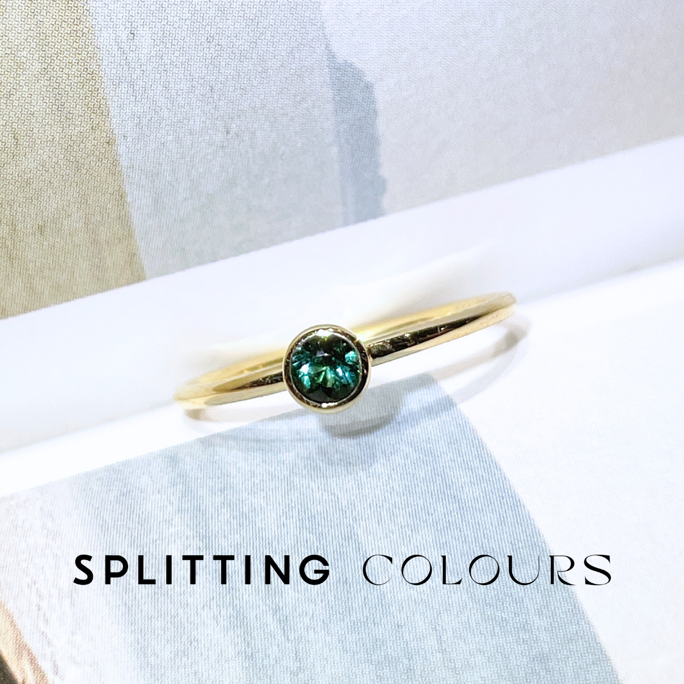 The Twinkle Ring - Dark Greenish Blue Tourmaline