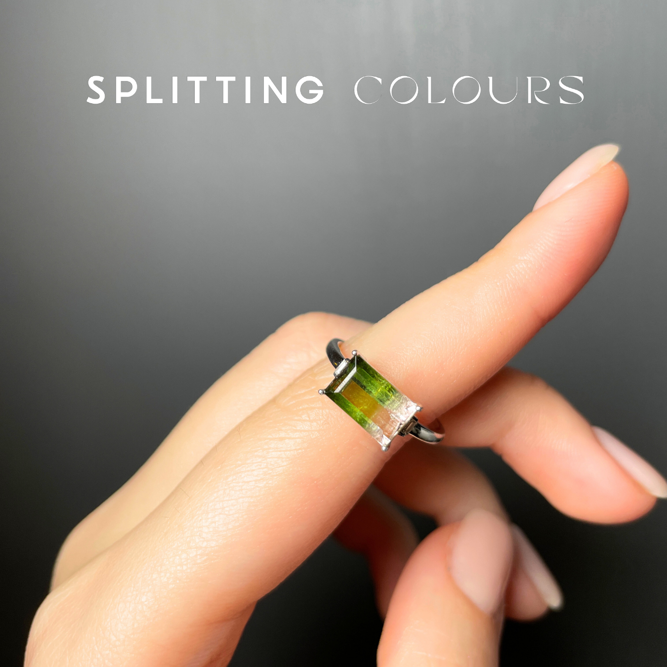 The Fusion Ring - 1.98ct Leaf Green & Light Pink Tourmaline