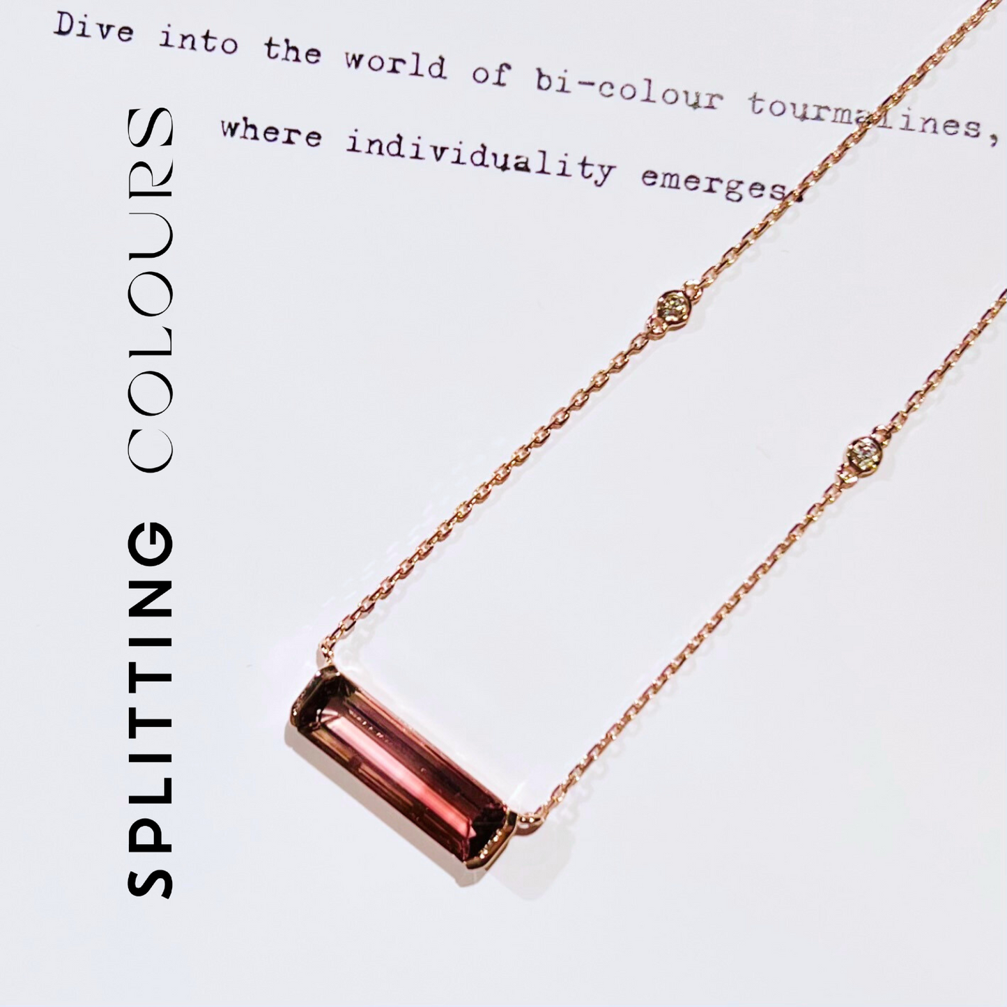 The Block Necklace - 3.35ct Rose Vale Gradient Tourmaline with Diamonds