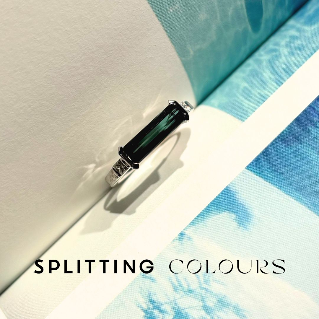 The Classic Ring - 1.00ct Blue & Dark Green Tourmaline With Diamonds