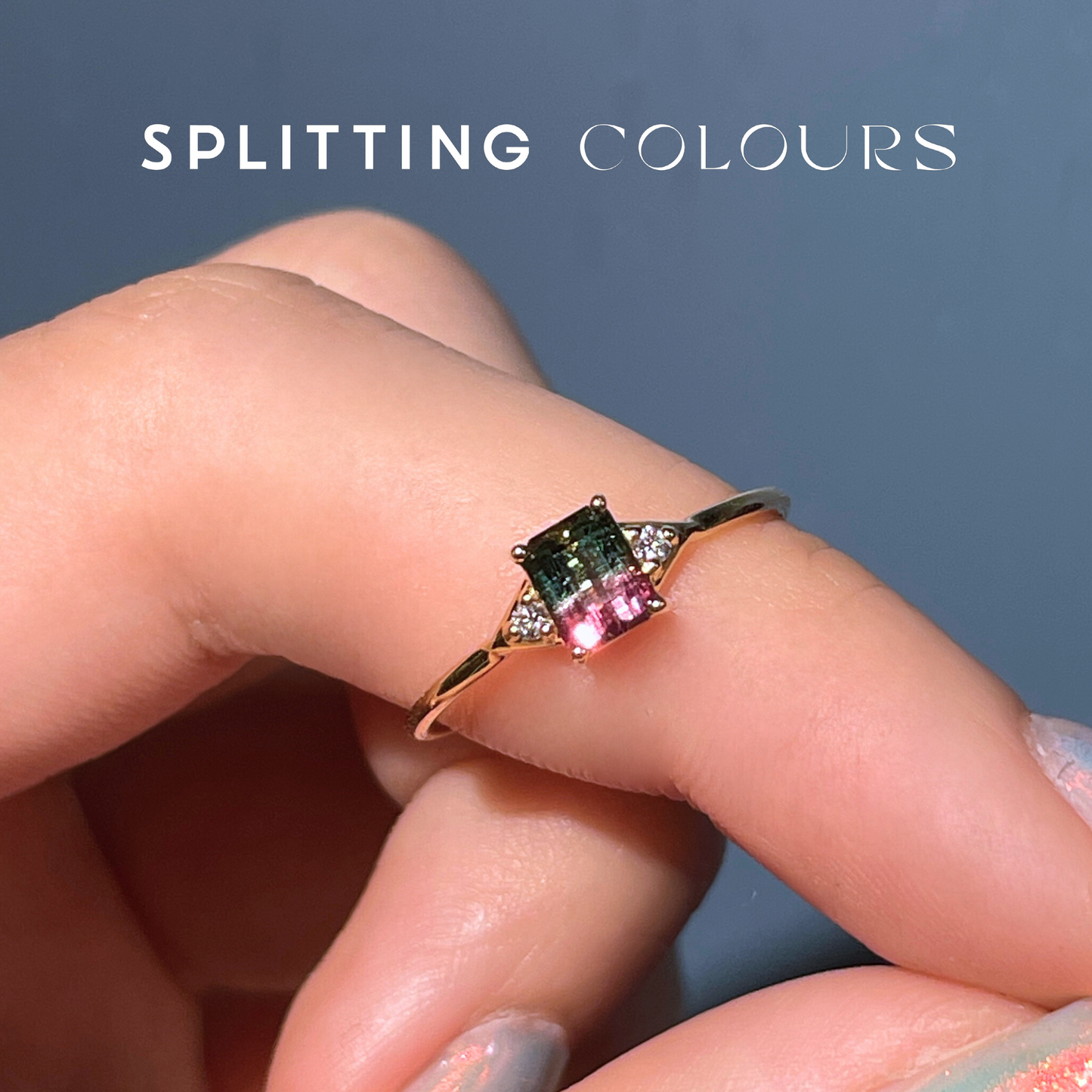 The Petite Ring - 0.45ct Watermelon Tourmaline With Diamonds