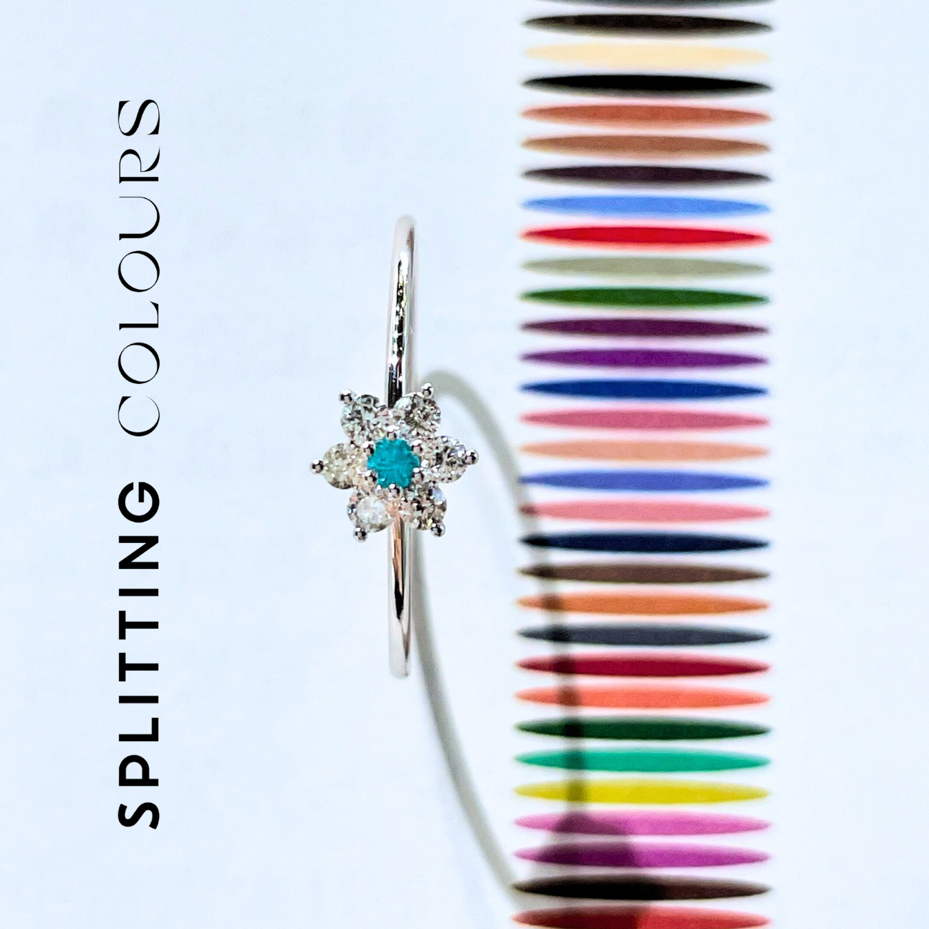 The Petite Ring - Brazilian Paraiba 'Forget-Me-Nots' with Diamonds