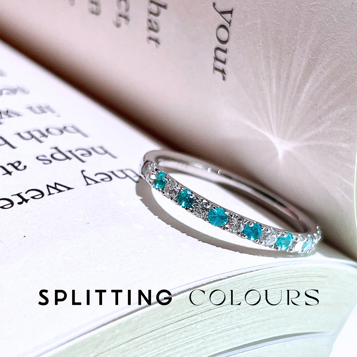 The Mono Ring - Brazilian Paraiba Half Eternity Ring with Diamonds