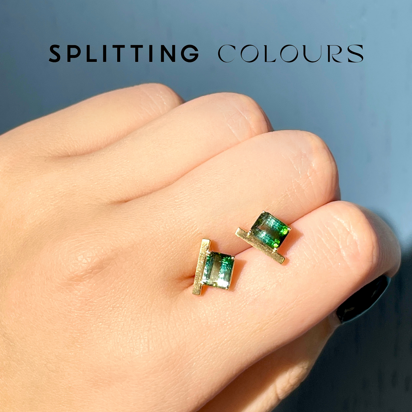 The Fusion Earrings - 1.87ct Sea Blue & Forest Green Tourmaline