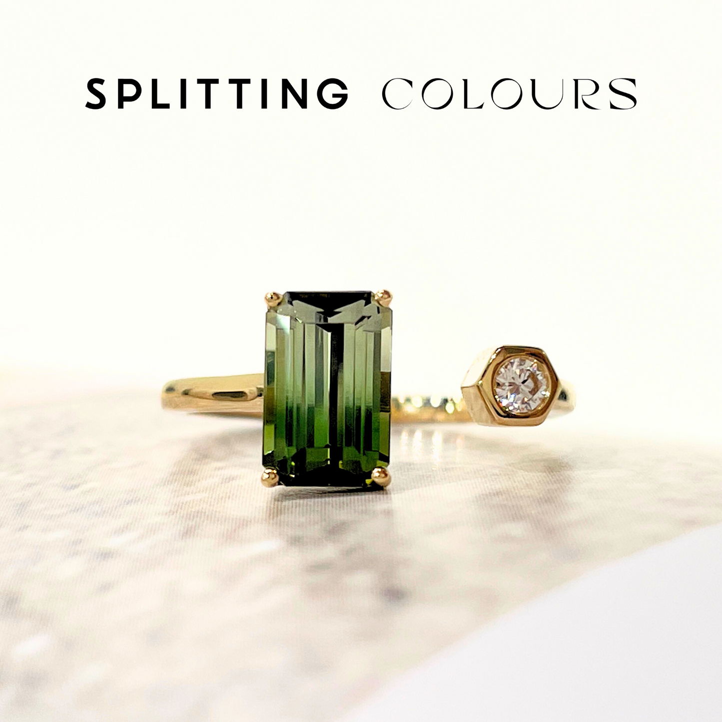 The Satellite Ring – 1.42ct Fern Green Gradient Tourmaline