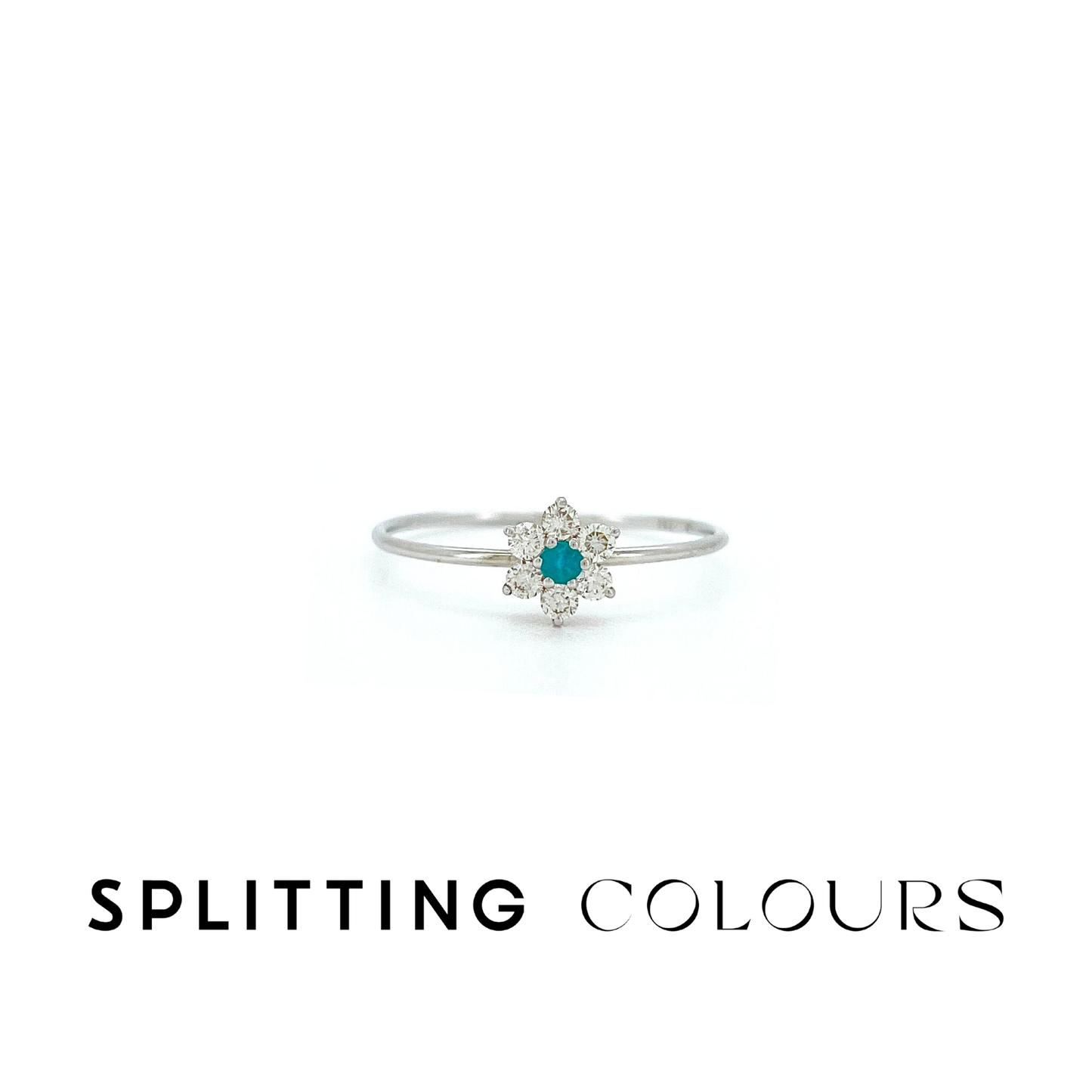The Petite Ring - Brazilian Paraiba 'Forget-Me-Nots' with Diamonds