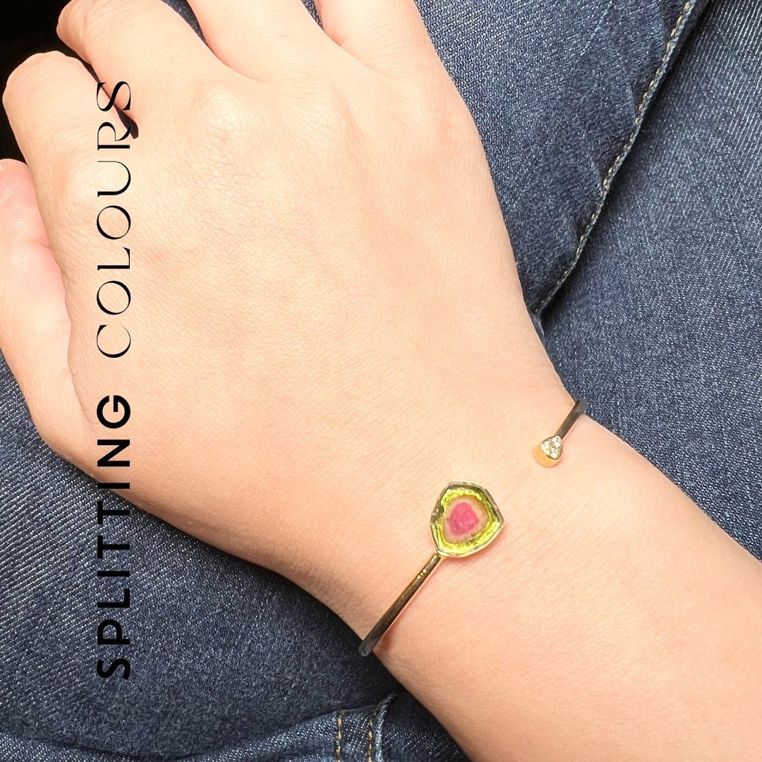 The Slice Cuff Bracelet - 2.63ct Watermelon Tourmaline