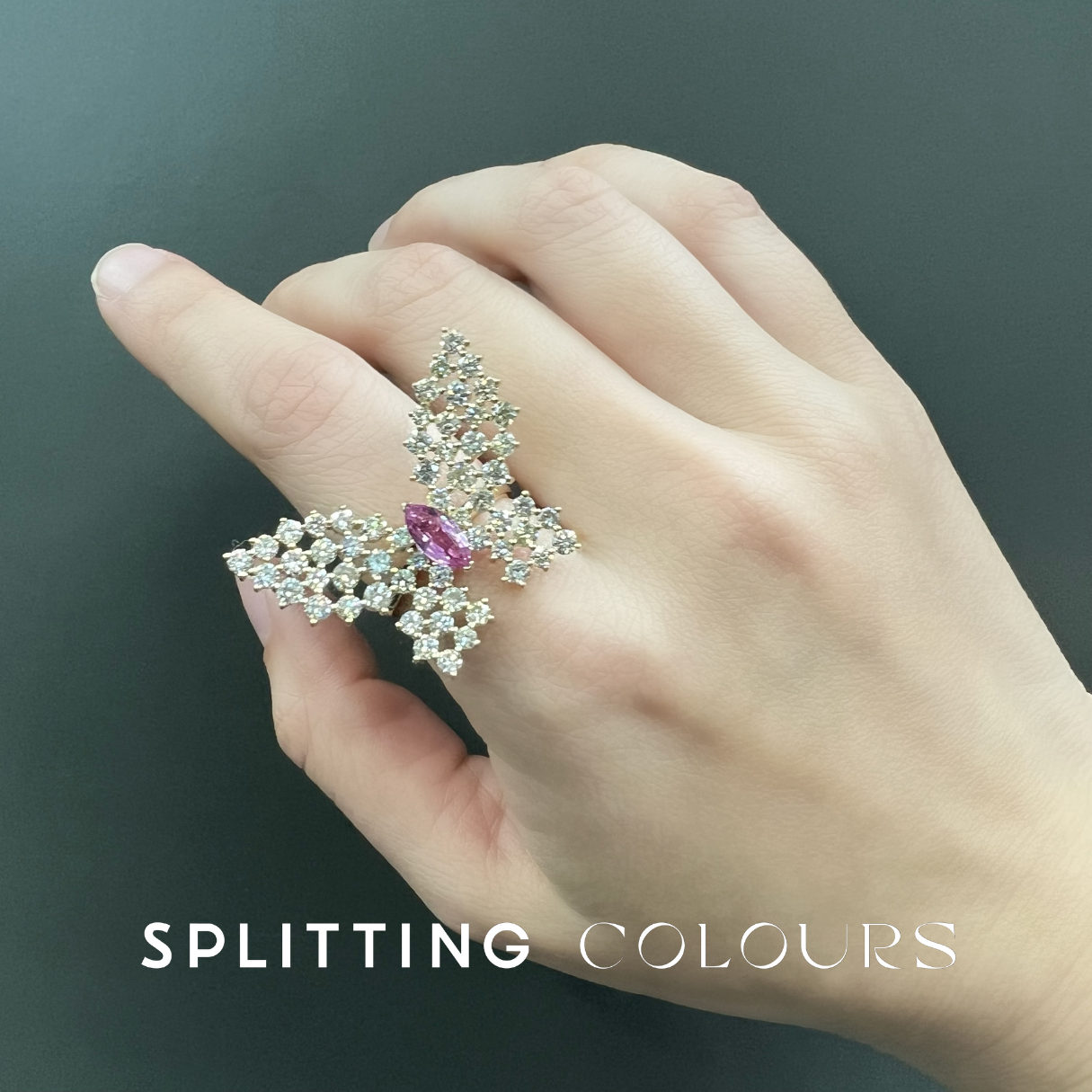 Beyond Tourmalines - Diamond Butterfly Ring with Pink Sapphire