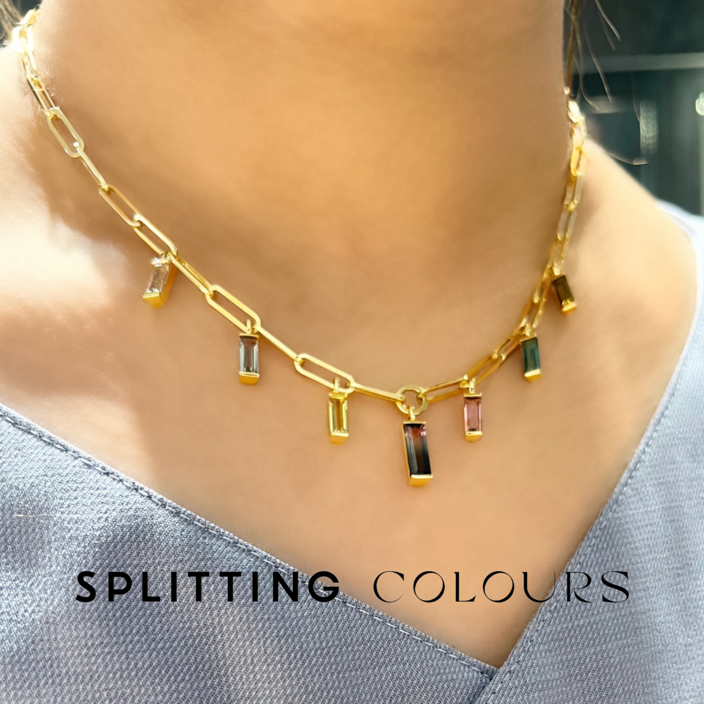 The Rainbow Paperclip Chain Necklace - 3.84ct Multi-Colour Tourmaline