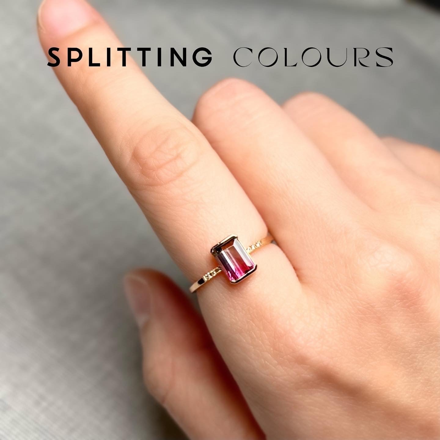 The Fusion Ring - 0.99ct Coral Pink & Bluish Grey Tourmaline