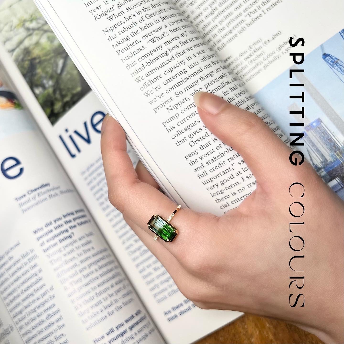 The Fusion Ring - 2.50ct Sky Blue & Forest Green Tourmaline