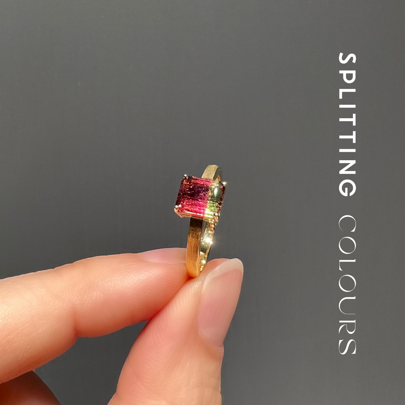 Watermelon tourmaline online gold ring